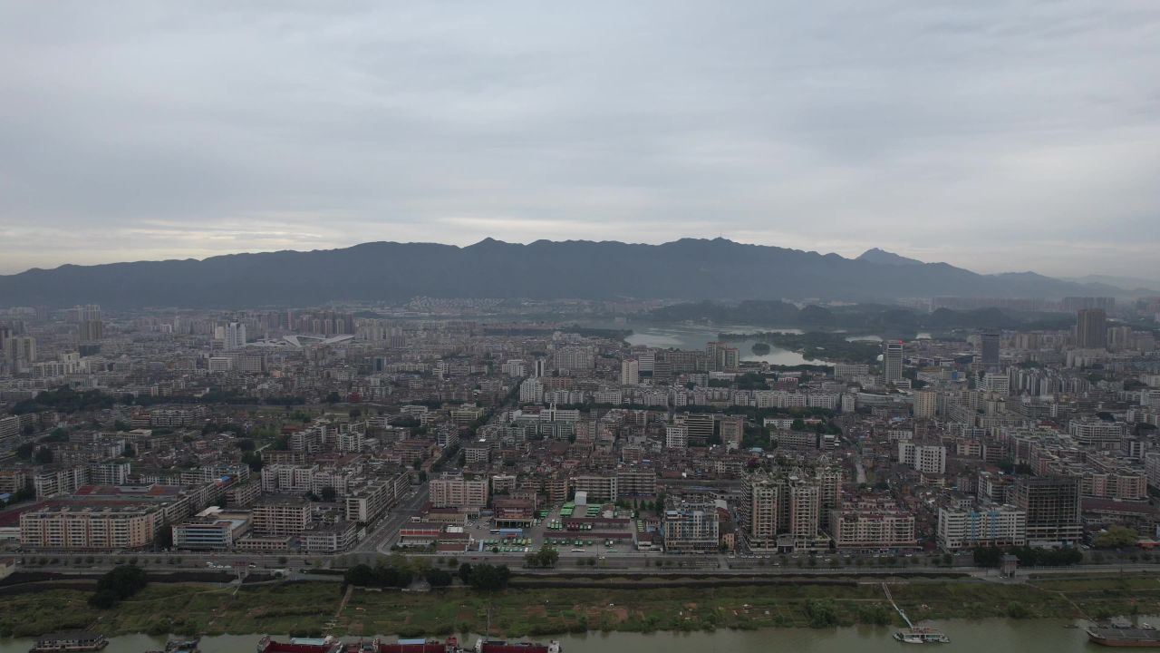 广东肇庆城市风光航拍 