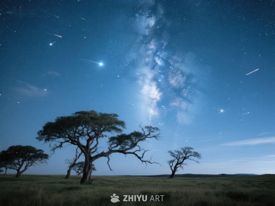 夜空下的孤树与银河 312