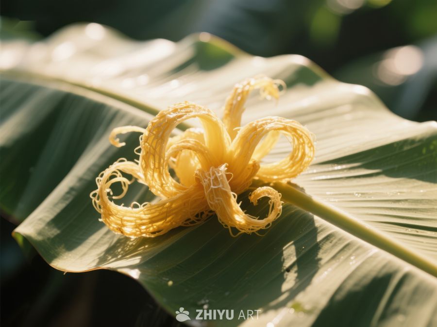 香蕉花绽放于绿叶之上 554