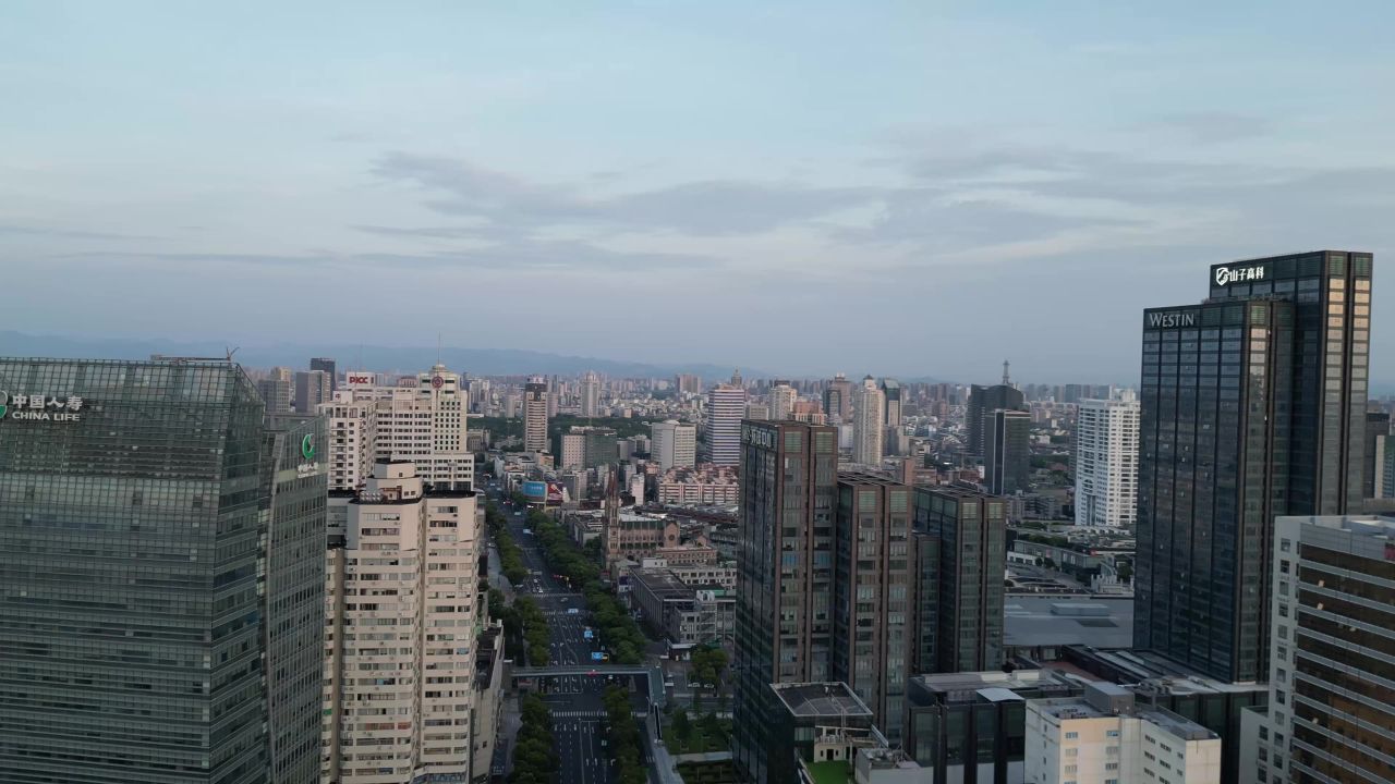  航拍浙江宁波城市风光宁波建设