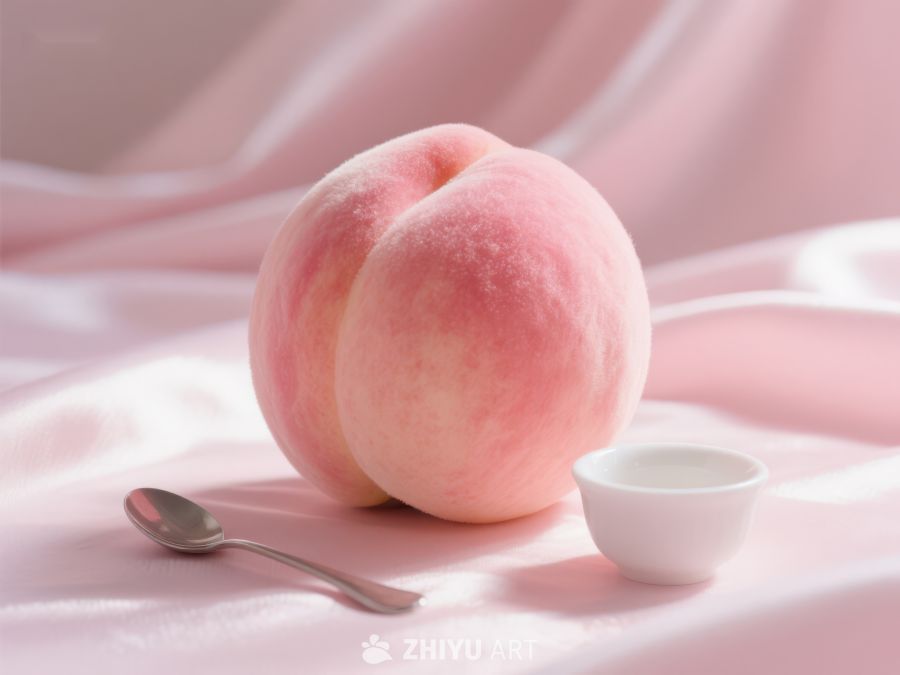 桃子与小碗，粉色布景 480