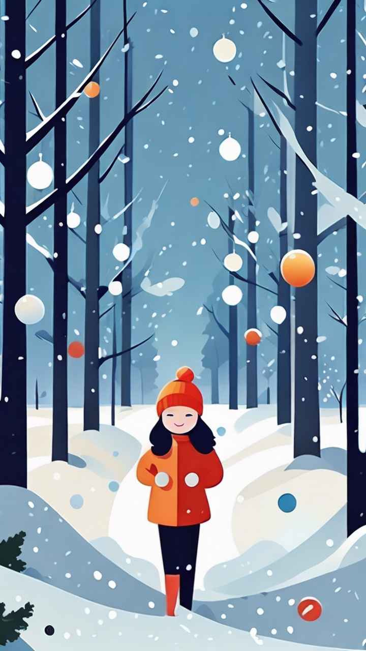 圣诞节下雪插画简约风格 9