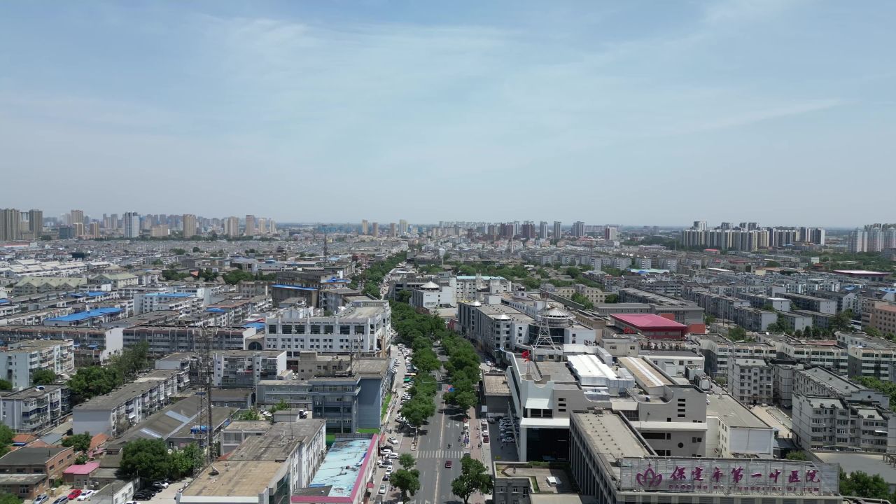  航拍河北保定城市风光
