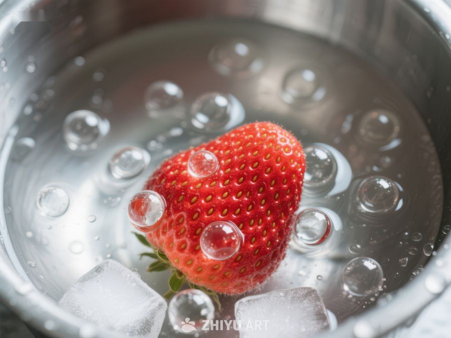 冰水中的草莓特写 14