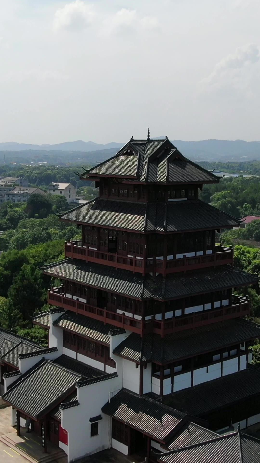 湖南刘少奇故居花明楼竖屏航拍