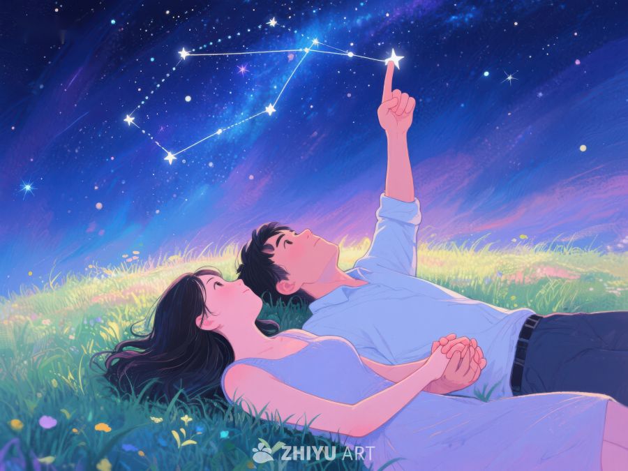 夜空下共赏星辰的情侣 969