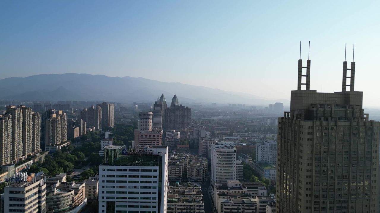 航拍金华江北商业中心