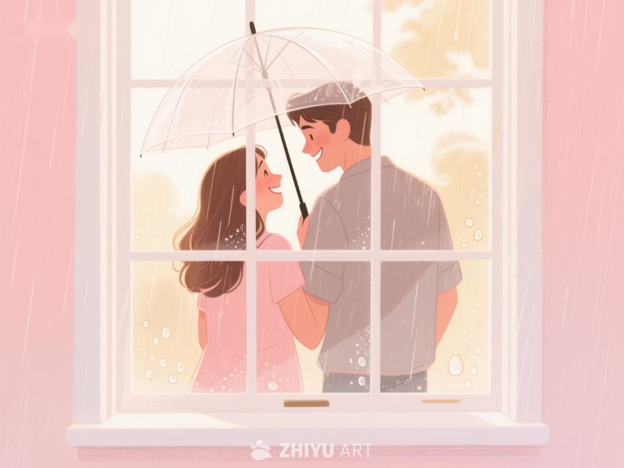 雨中窗前的温馨对话 1149