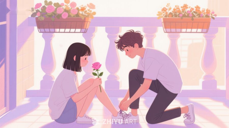 温馨瞬间：男孩为女孩系鞋带 467