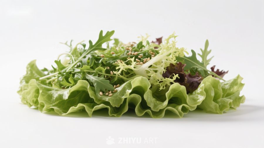 新鲜混合生菜堆