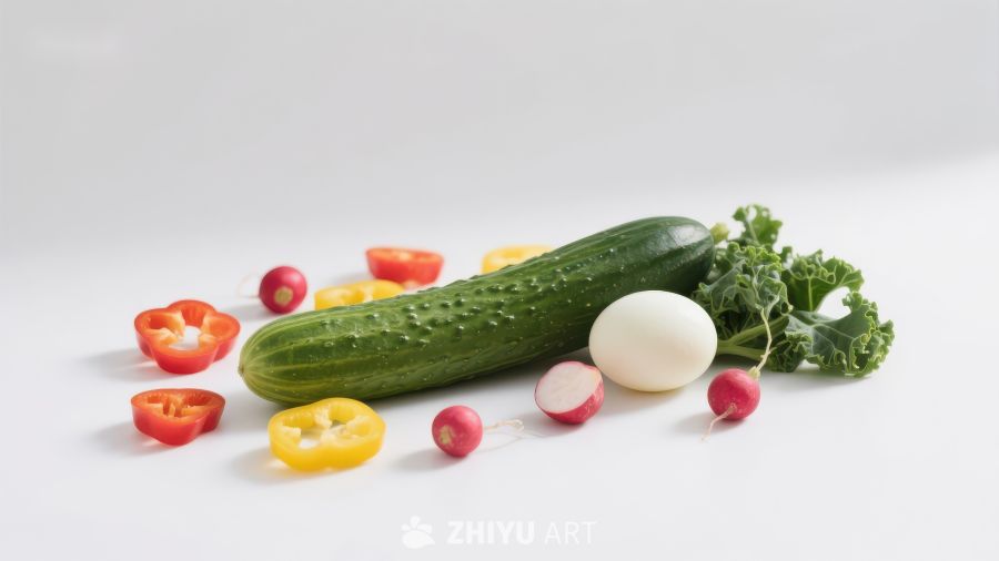 新鲜蔬菜组合静物图