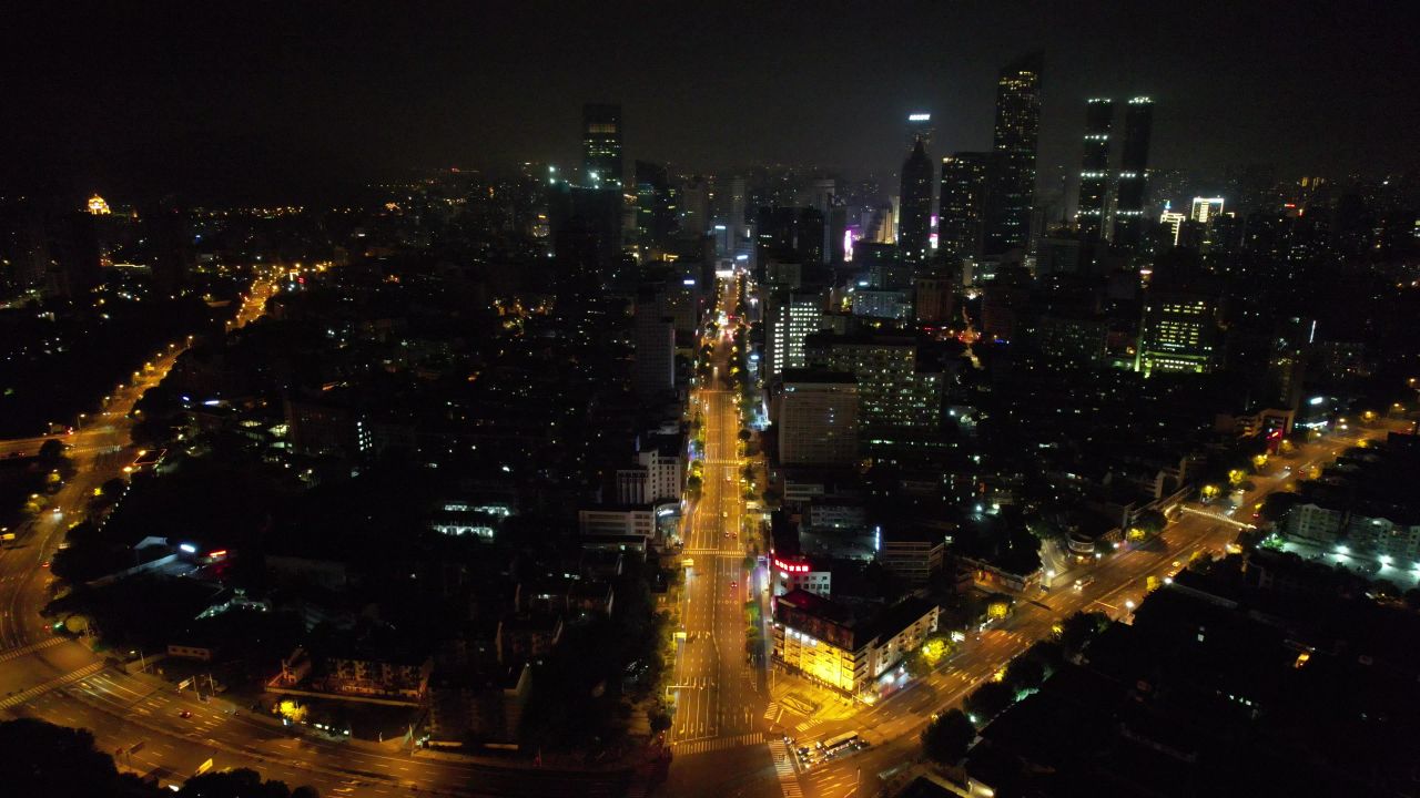 江苏无锡城市夜景灯光航拍