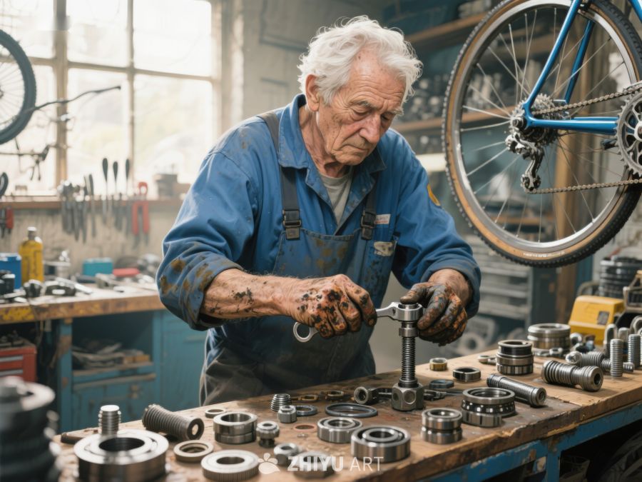 老工匠专注修理自行车零件 184