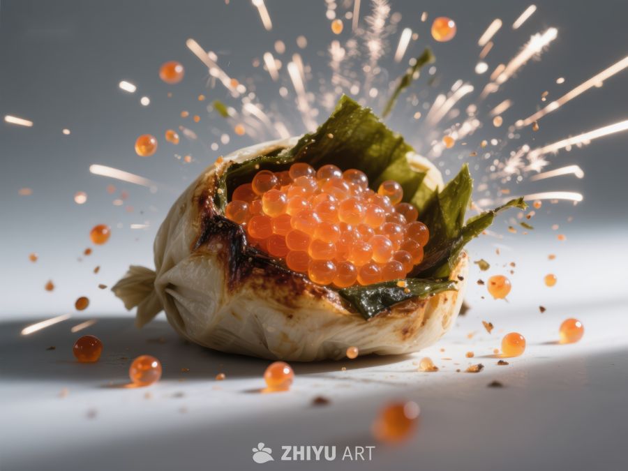 爆破鱼子酱包裹瞬间