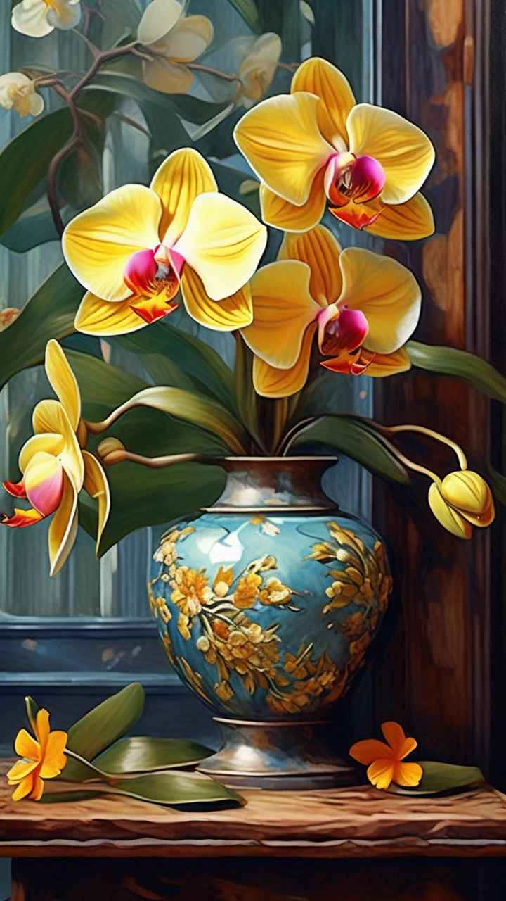 黄色兰花插画 15