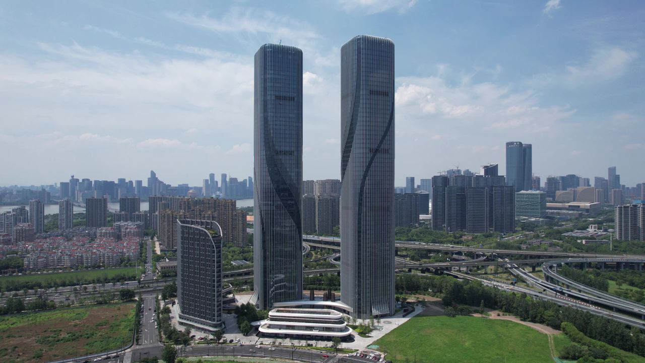 浙江杭州城市风光航拍 