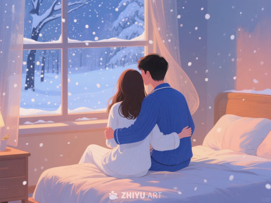 冬夜窗前的温馨时刻 125