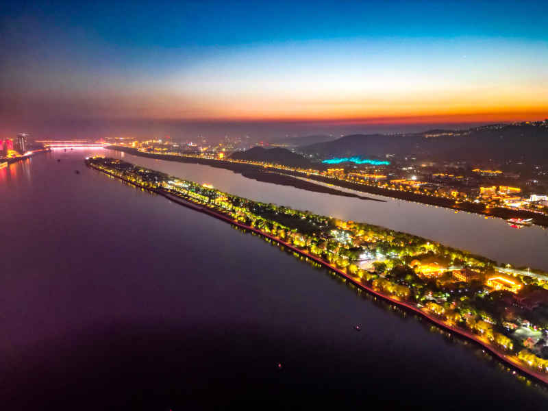 湖南长沙城市风光航拍摄影图