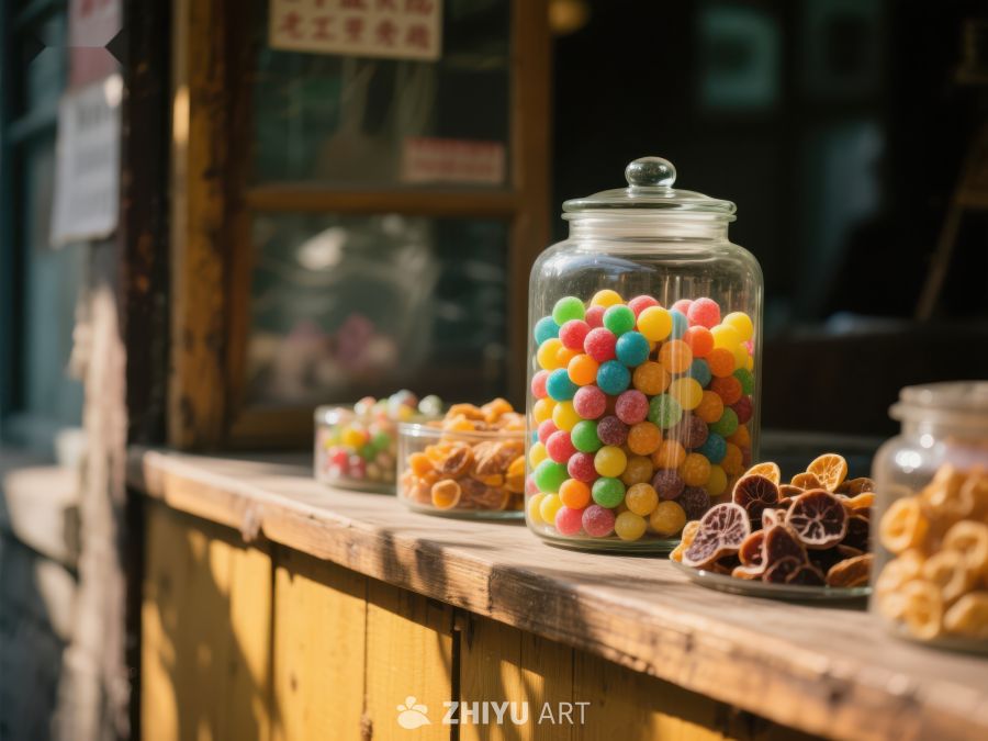色彩斑斓的糖果与干果展示 418