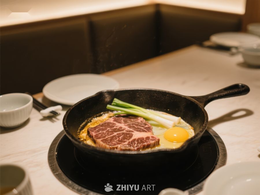 铸铁锅中的牛肉煎蛋 886