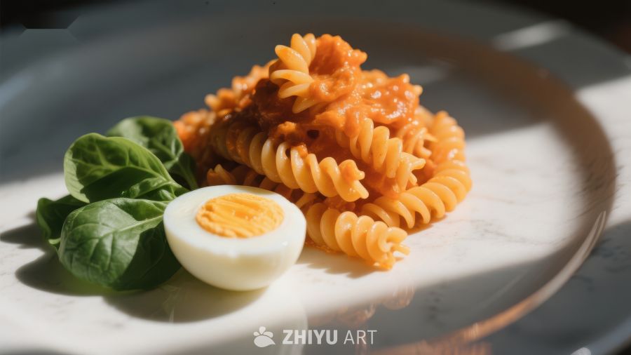 意面配鸡蛋与菠菜的美味组合