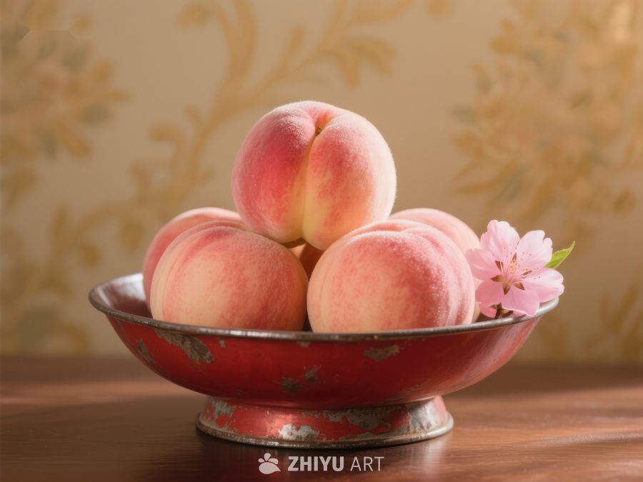 红碗中的桃子与樱花 147