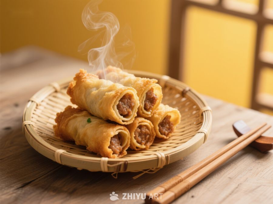 热腾腾的春卷，传统美食 810