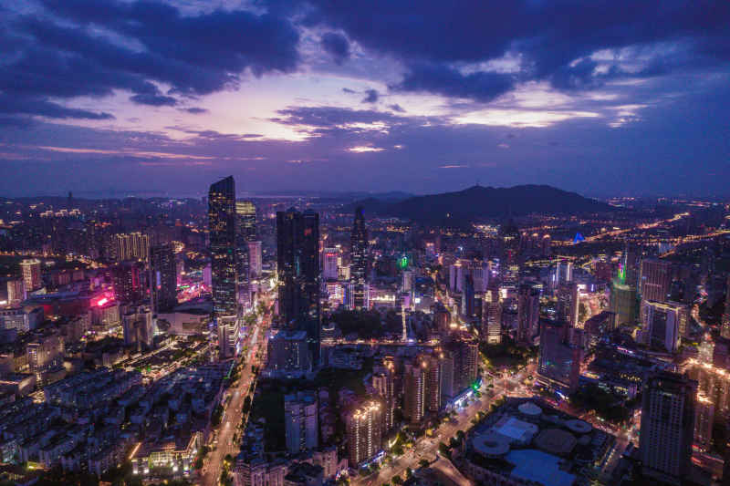 航拍 江苏 无锡 城市 夜景