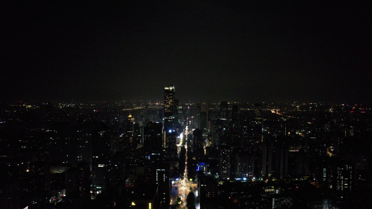 江苏南京城市夜景灯光航拍 