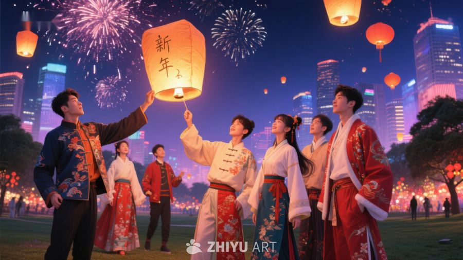 新年夜放灯笼，共庆佳节 1061