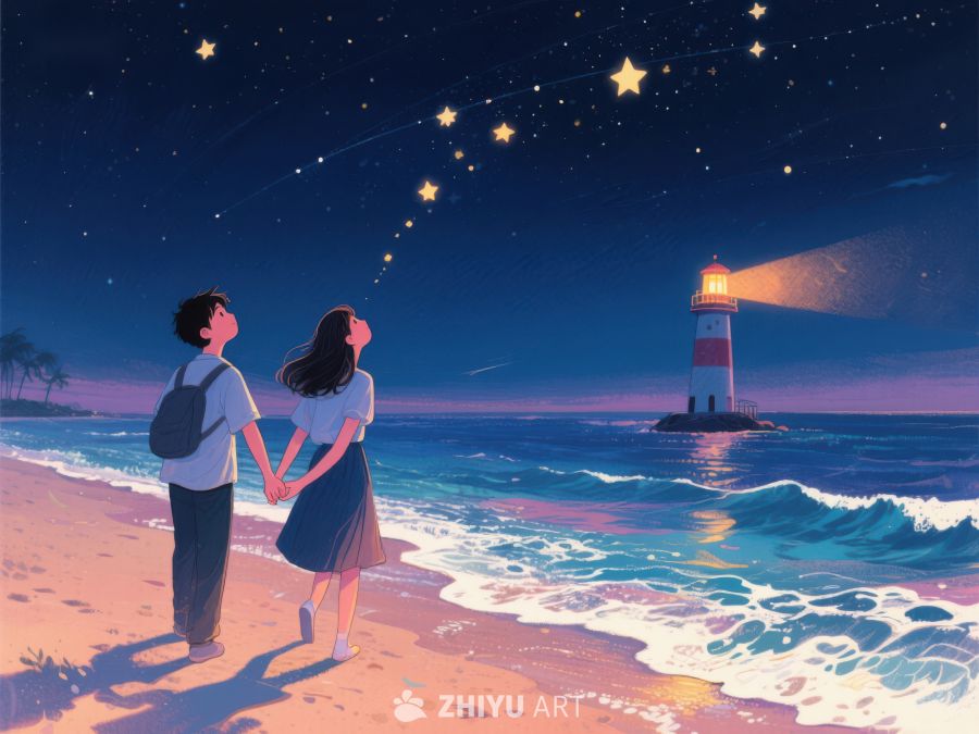 夜空下的灯塔与恋人 947