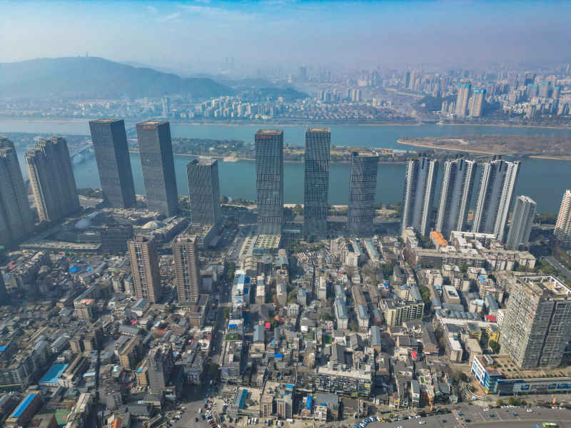 湖南长沙城市风光航拍摄影图