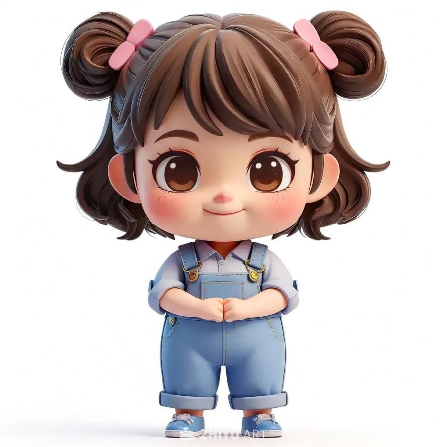一个3D卡通人物，风格类似盲盒玩具。这个卡通人物是