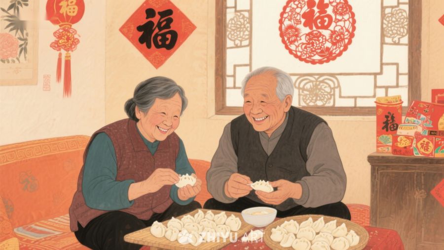 老人家中包饺子，喜迎新春 622