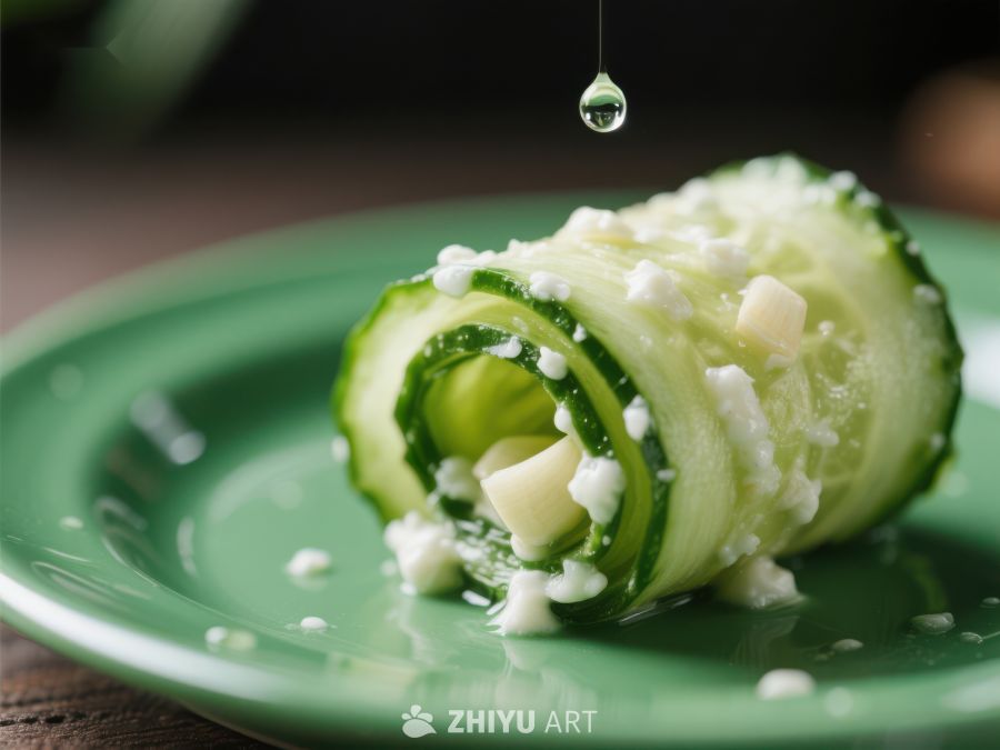 黄瓜卷配酸奶油，水滴点缀 307