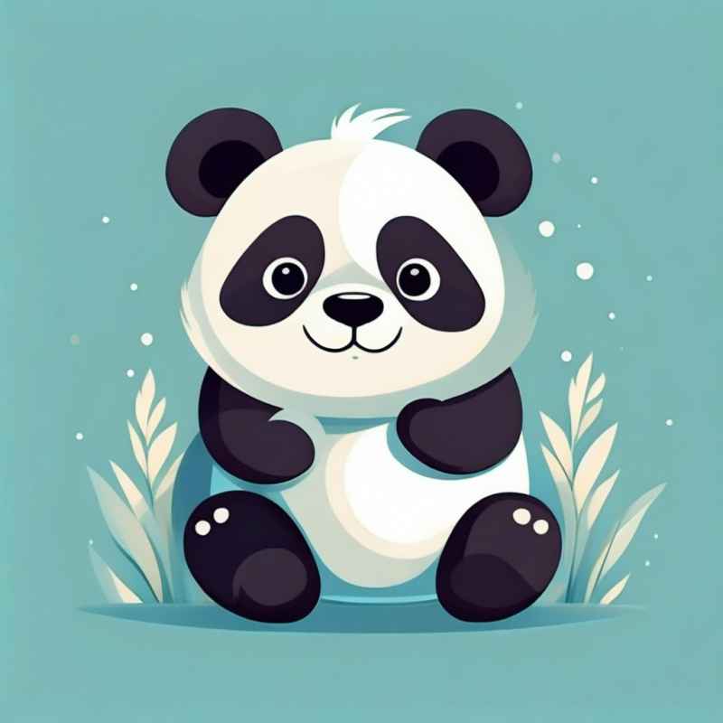 可爱熊猫插画简约风格 36