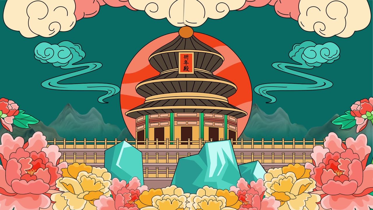 古风背景视频 中国风 意境春天 桃花 水墨 14