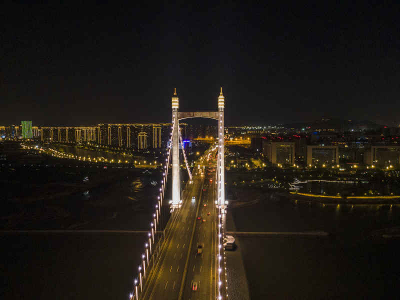 福建福州鼓山大桥夜景航拍摄影图
