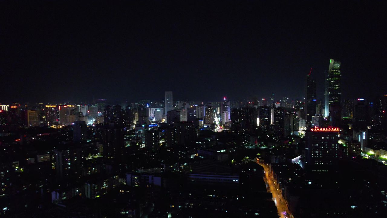 云南昆明官渡古镇夜景航拍