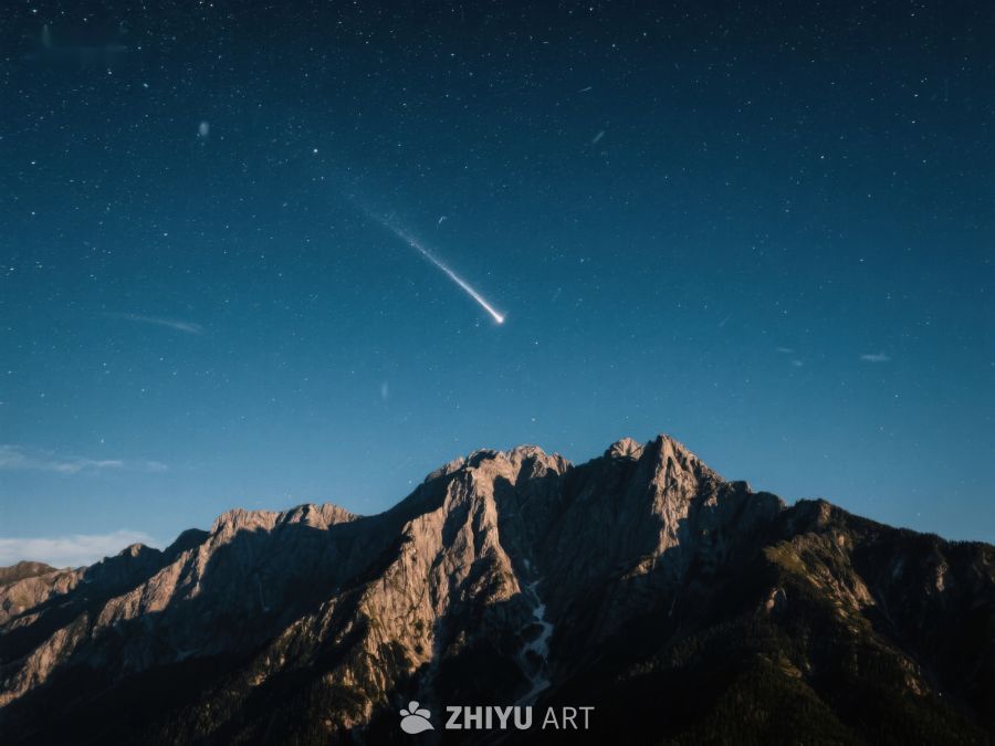 夜空流星划过山峰 275