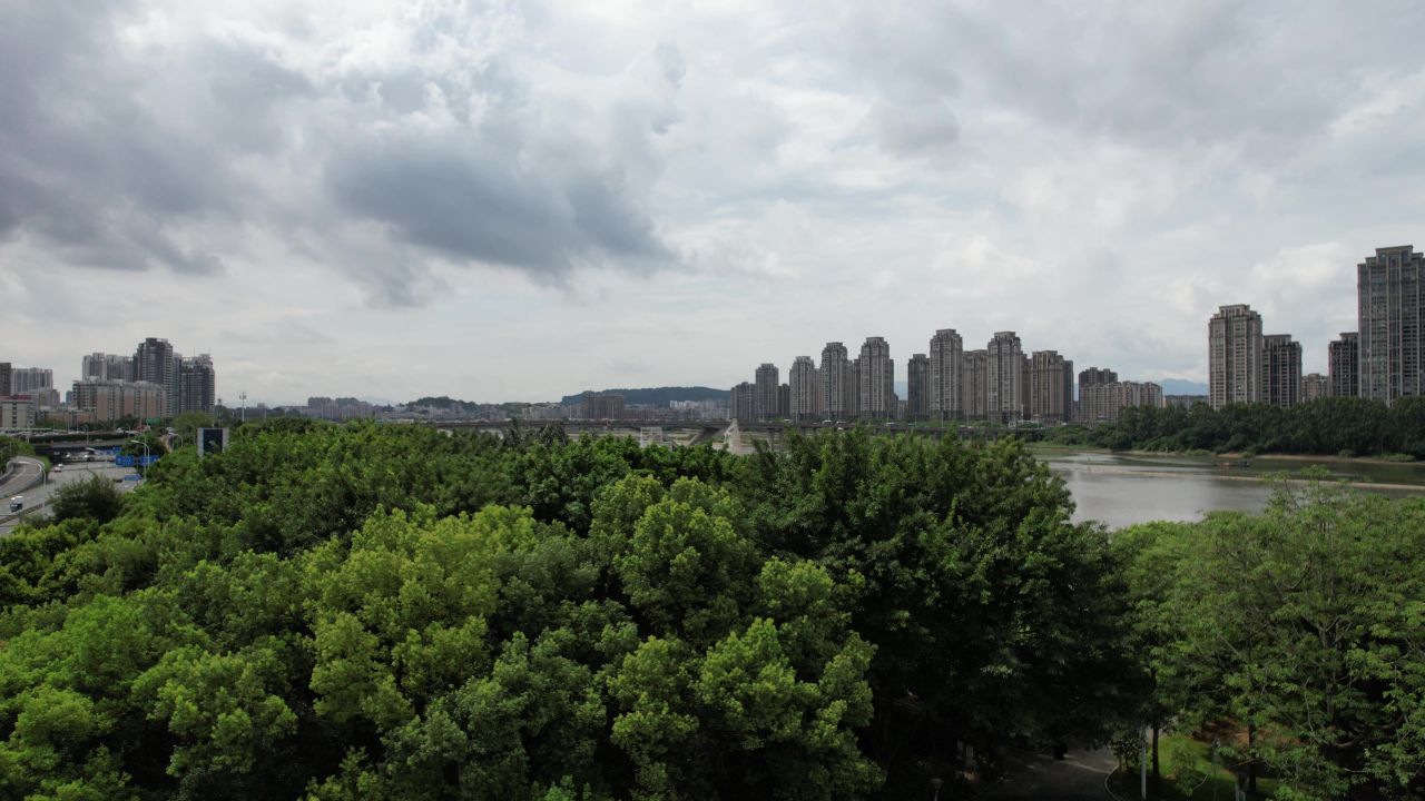 福建福州闽江风光桥梁交通航拍