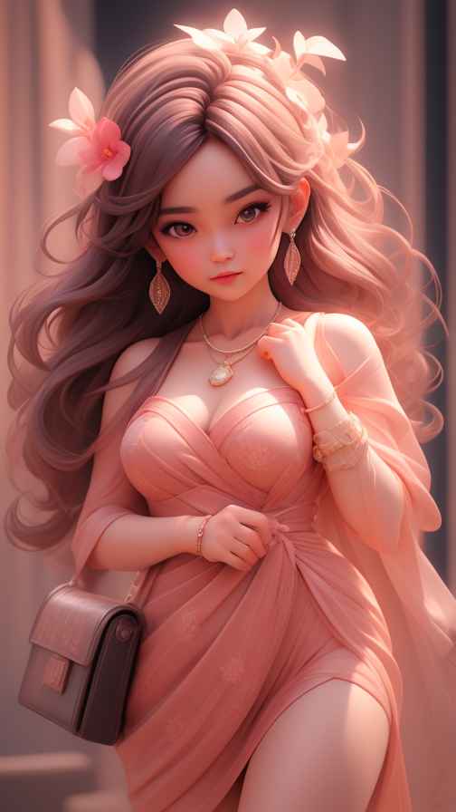 可爱粉色女孩