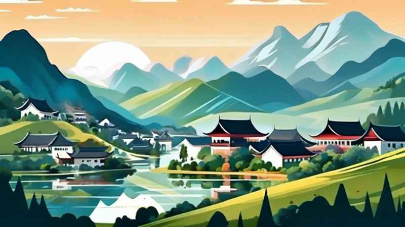 青山绿色村庄插画 11