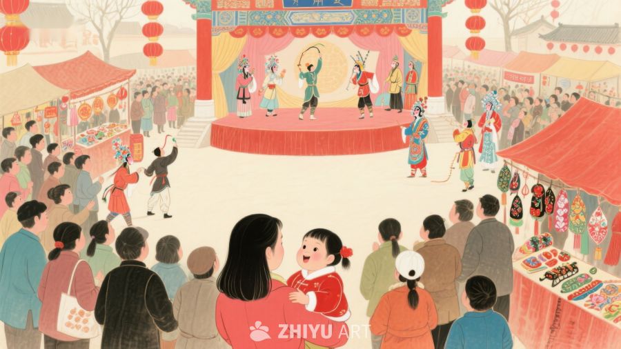 传统节日庆典，舞台表演吸引众人 64