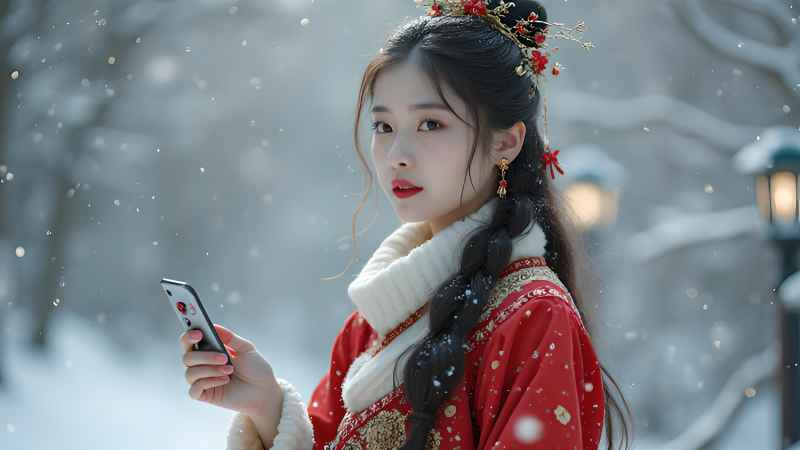 古风美女冬季造型唯美户外拍摄 1