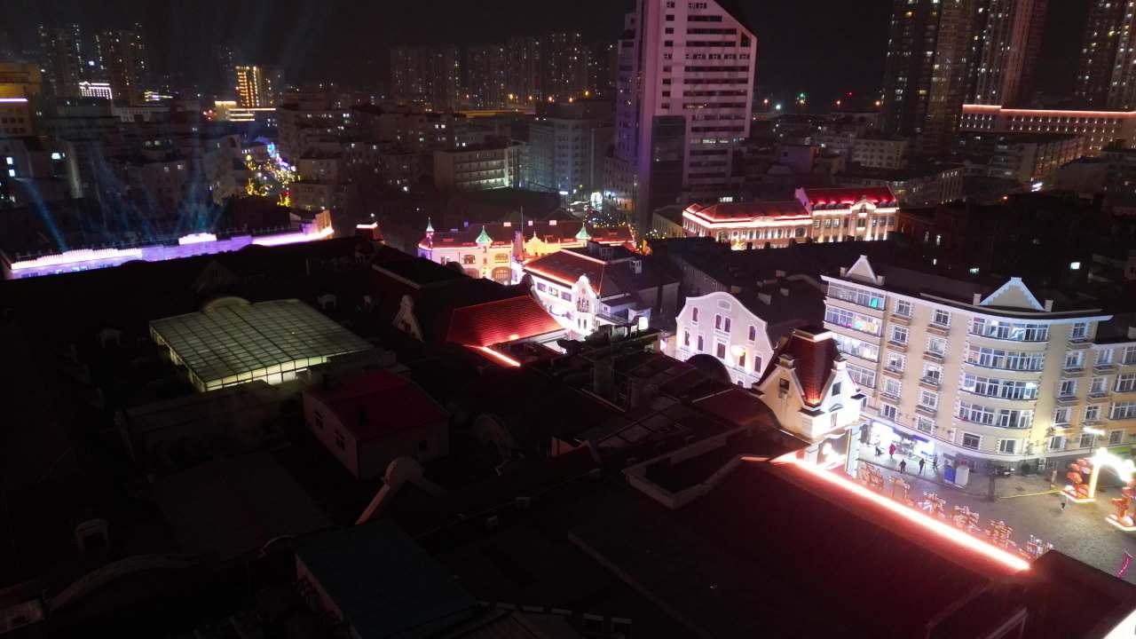 青岛老城区夜景中山路雪景航拍 15