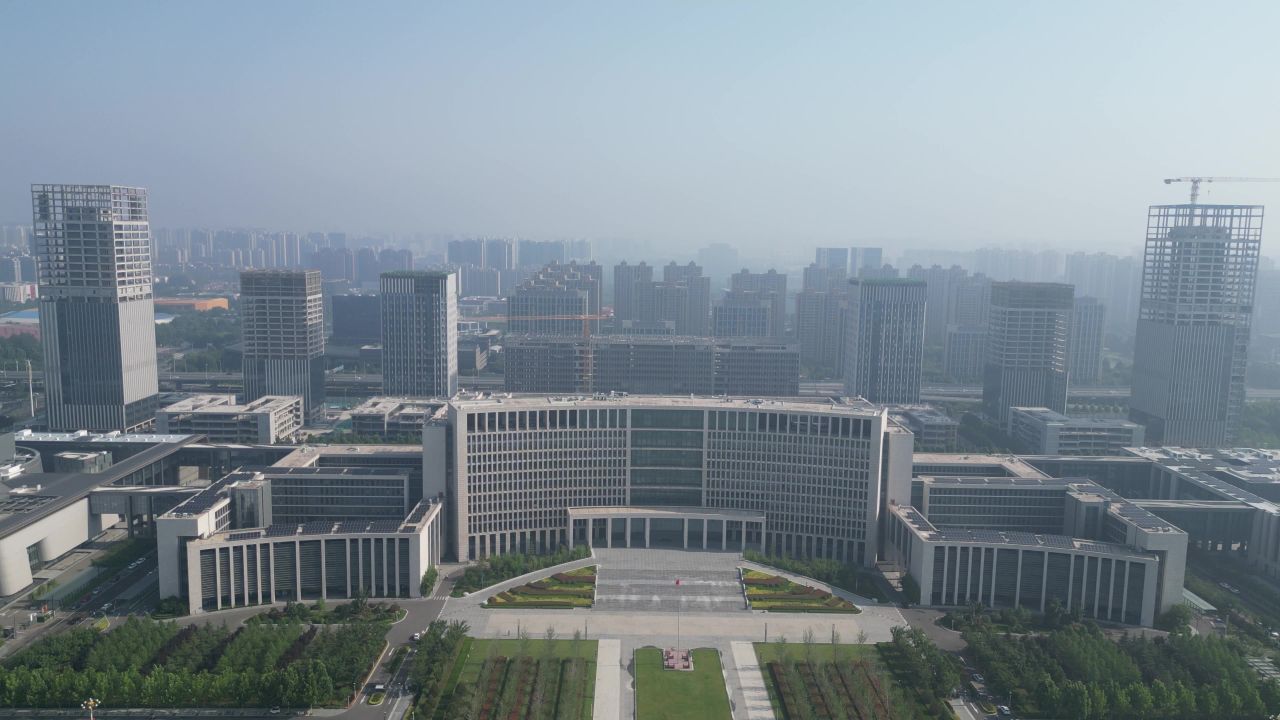 航拍山东济宁城市建设