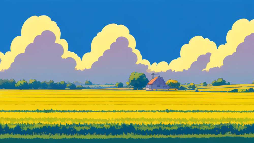 黄色插画风景简约