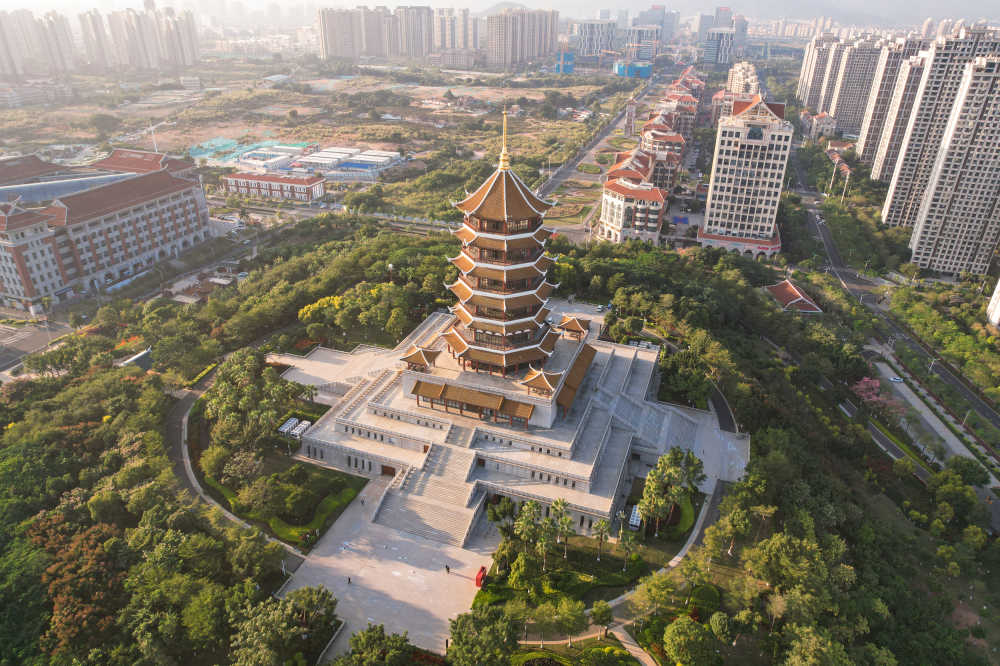 厦门航拍集美塔景观