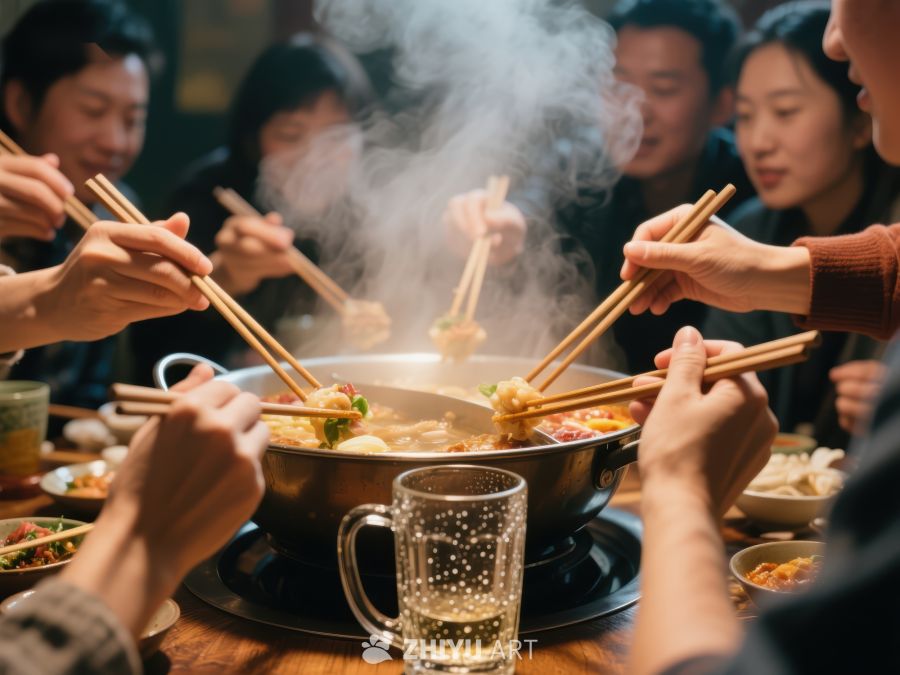 围炉共煮火锅，热气腾腾聚餐 757